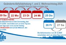 Vorgezogene Abfallentsorgung zu Weihnachten und Nachholtermine zum Jahreswechsel