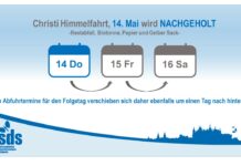 Geänderte Entsorgungstage durch Christi Himmelfahrt